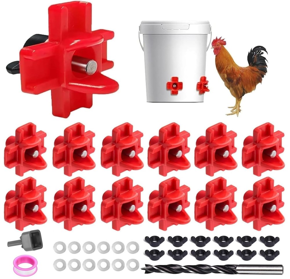 12 Pcs Horizontal Chicken Waterer Nipples with Drill Bits, Leakproof Poultry ...