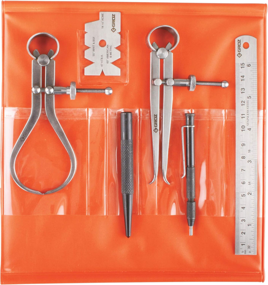 03600 6-Piece Engineer’S Tool Set – Includes inside Caliper, outside Caliper, Sc