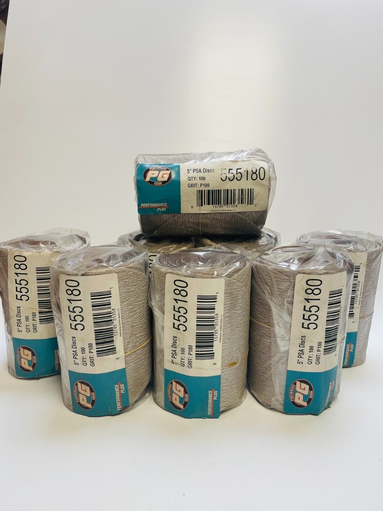 Performance Plus 5" PSA Discs, 180 Grit, 100 Sheets Per Roll, Includes 8 Rolls