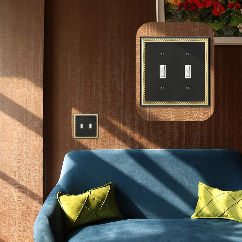 Pearled Frame Decorative Wall Plate Switch Plate Outlet Cover (Double Toggle,...