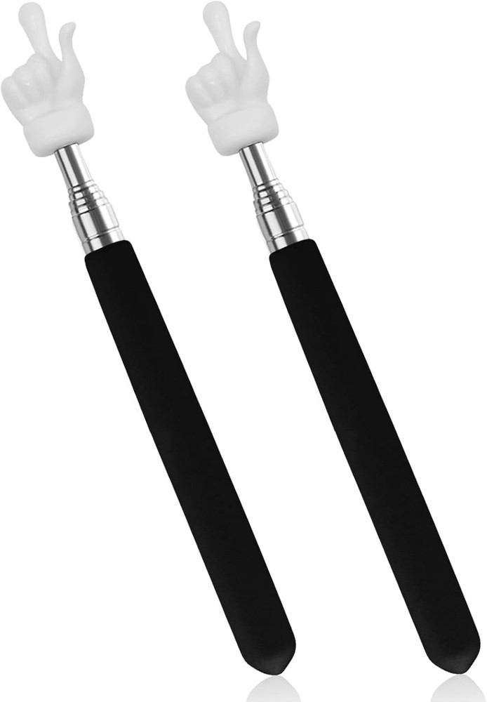 2Pcs Telescopic Teachers Pointer, Extendable Hand Pointer Finger Black