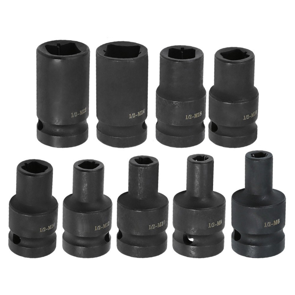 10PCS Square Tap Socket Set For Electric Driver Wrench M6M24 Rust-Proof