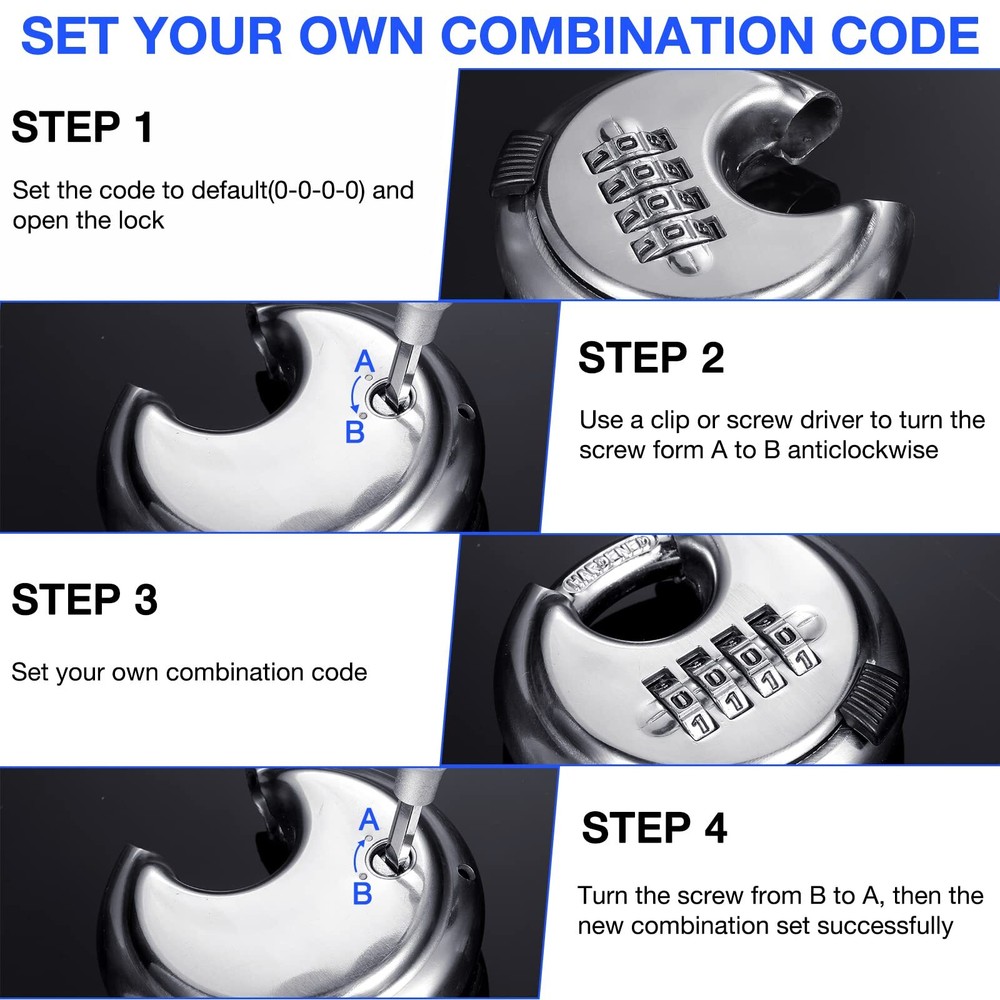 10 Pack 4 Digit Combination Locks Stainless Steel Code Disc Lock Combo