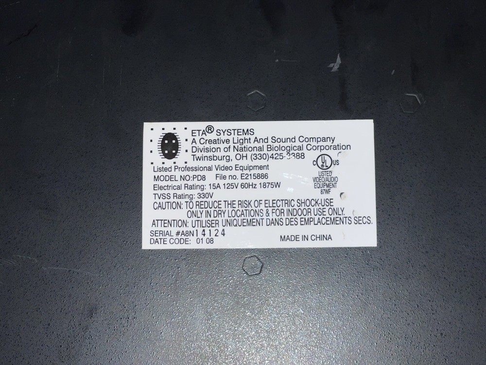 ETA PD8 Conditioned Power Distribution Untested Selling As Is