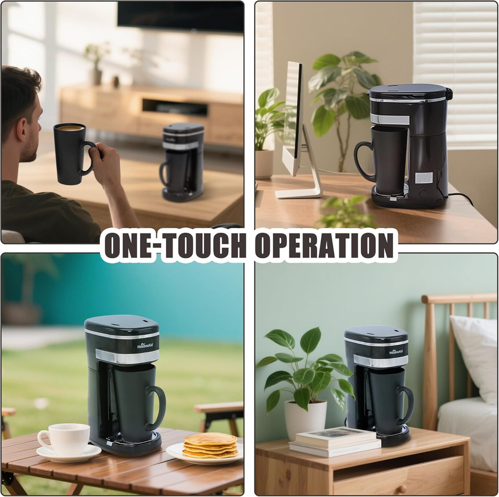 Coffee Machine,Single Serve Coffee Maker,One Cup Coffee Maker with Reusable Filt