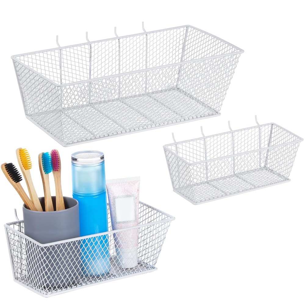 Pegboard Wire Baskets Accessories Hanging Wall Organizer 3 Sizes Pegboard Bin...
