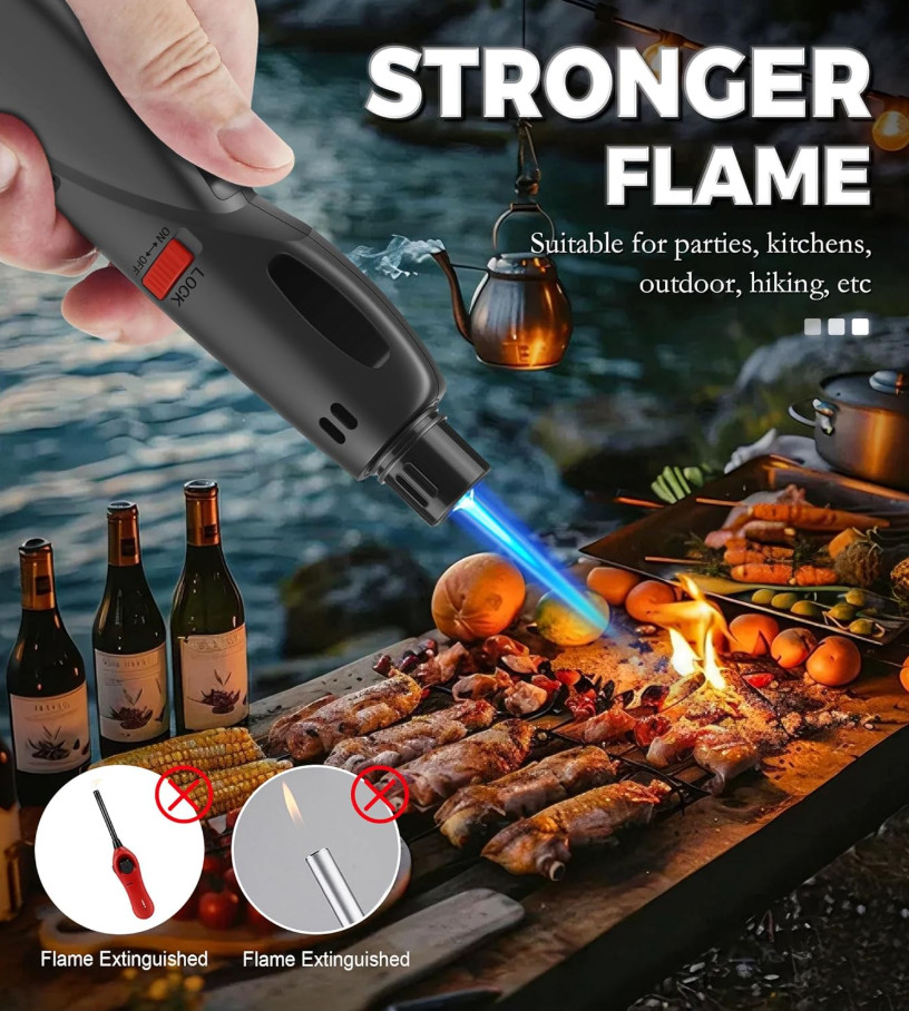 4-Pack Jet Torch Lighter – Adjustable Flame, Windproof, Refillable Butane, NEW
