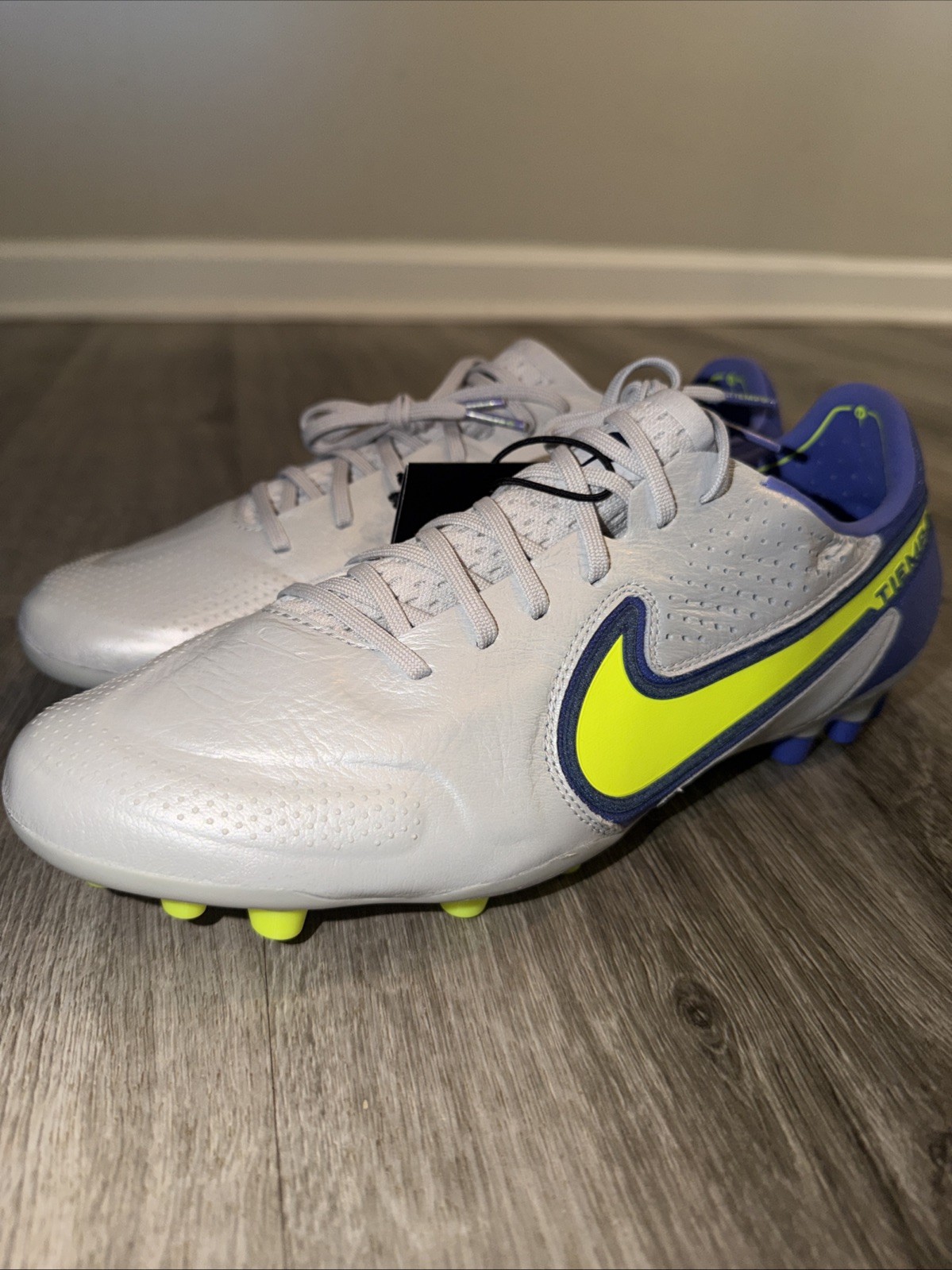 Nike Tiempo Legend 9 Elite AG DB0824-076 Gray Blue Soccer Cleats Mens Size 11