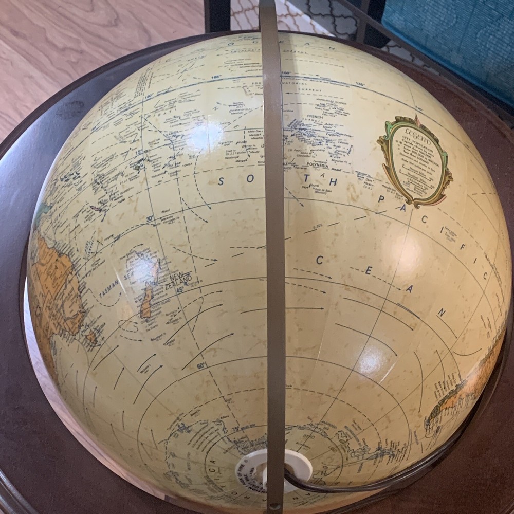 Replogle Heirloom Illuminated Floor Globe 16" Solid Wood Base Vintage 70's