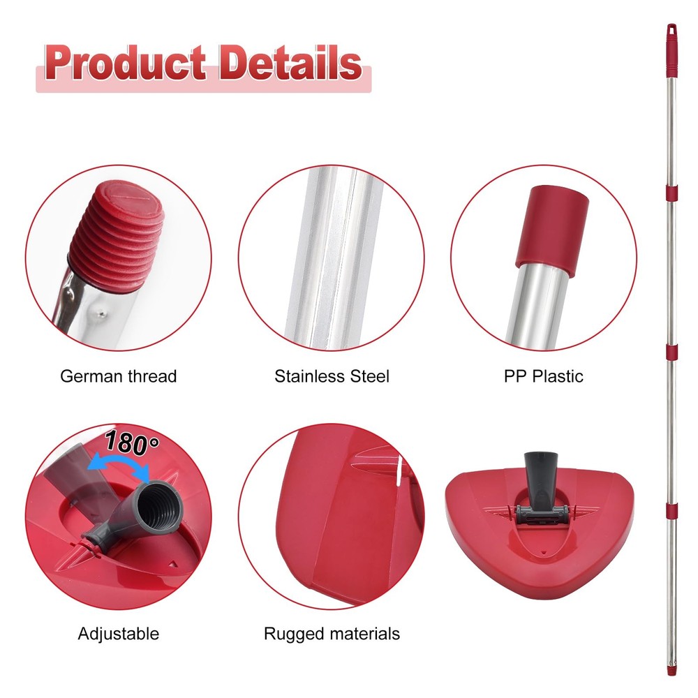 Spin Mop Handle Replacement For Ocedar, 30 58 Inch, Base, Red