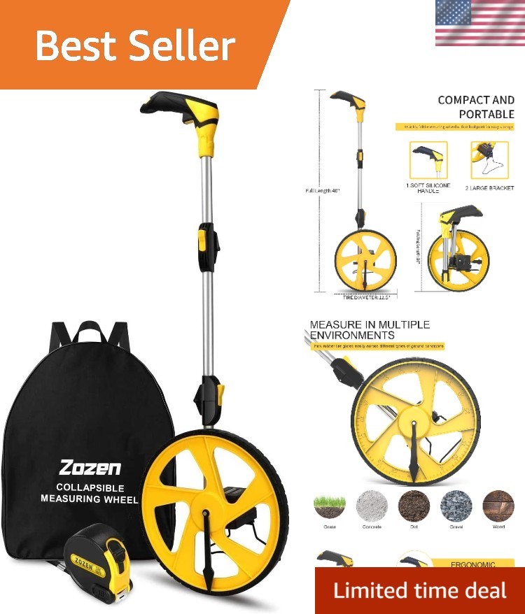 Mechanical Measuring Wheel - Double Collapsible, Easy Reset, Includes Carry Bag