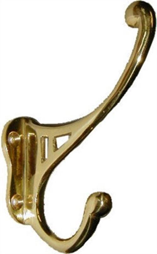 4-7/8" Front Mount Double Coat Hook Cast Brass
