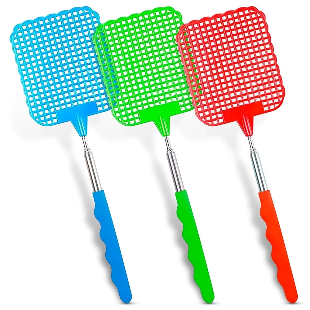 3 Piece EXTENDABLE FLY SWATTER Plastic Bug Mosquito Insect Killer Telescopic