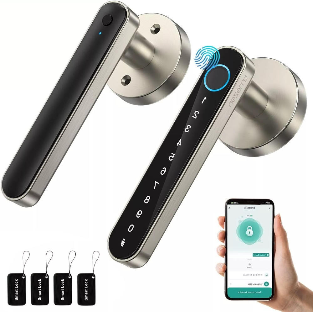 Fingerprint Smart Door Lock with Handle & Keypad Remote Access Bluetooth APP