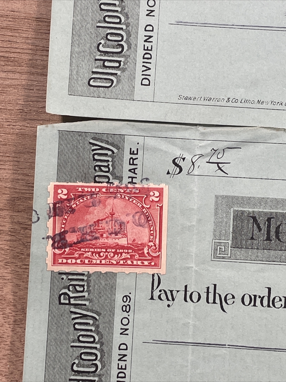 4 Vintage 1900 Merchants National Bank Boston Canceled Checks 2 Cent Stamps