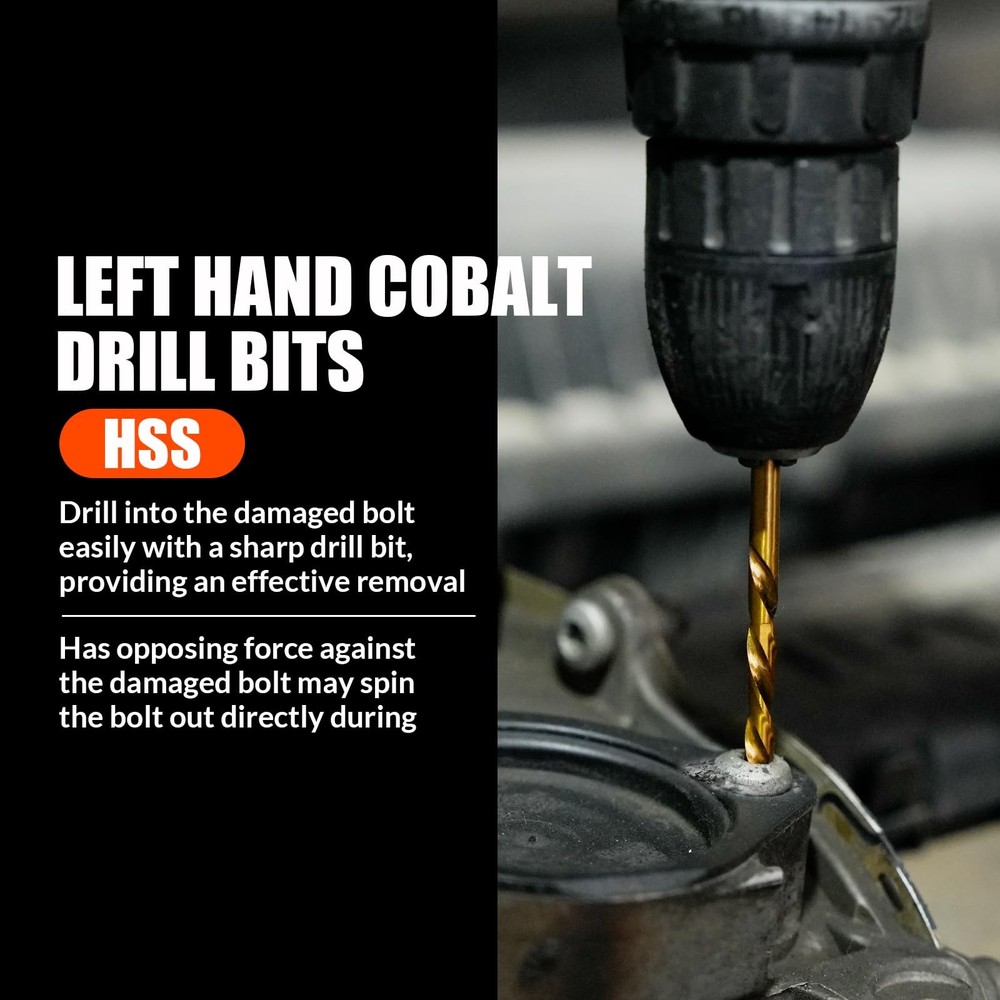 Coobeast 62Pcs Screw Extractor Set with Left Hand Drill Bit, 62PCS, Black