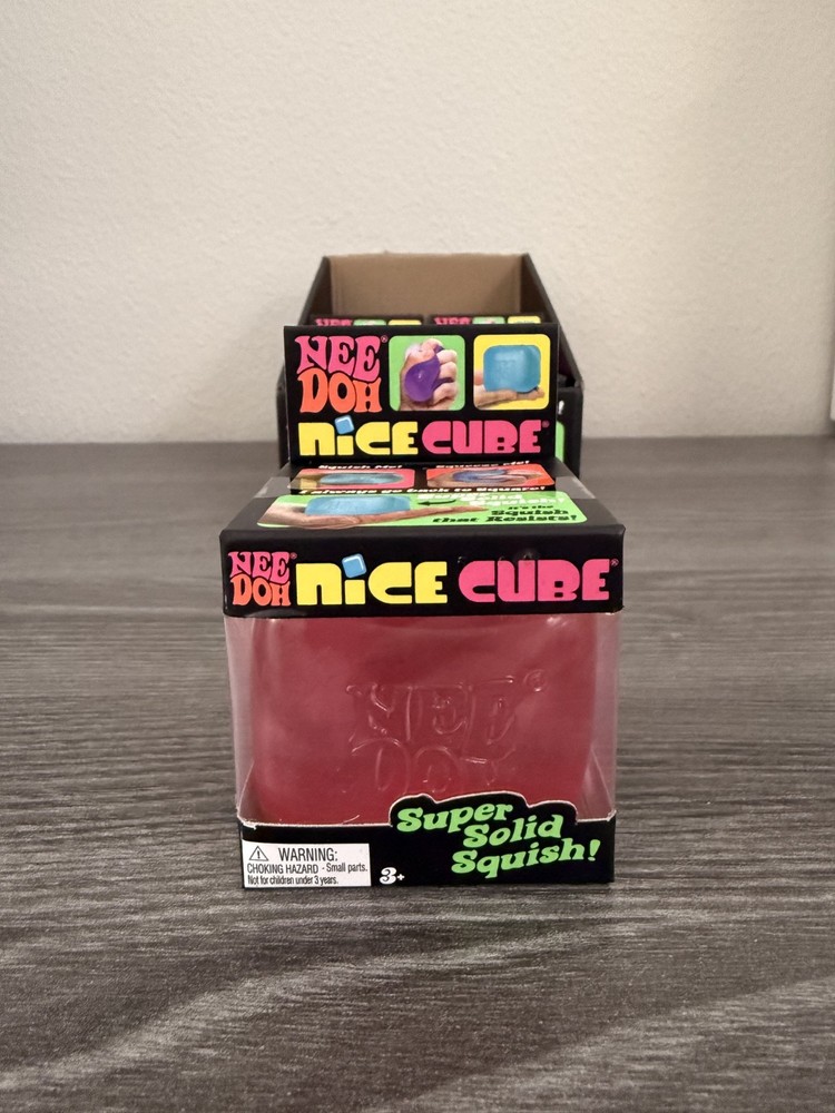 Nee Doh Nice Cubes PINK Ice Cube Toy Fidget Super Solid Squish