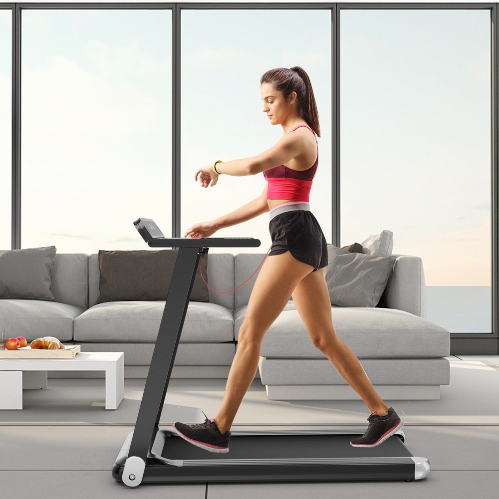 Compact Walking Running Machine Folding Electric Treadmill w/APP Control Speaker