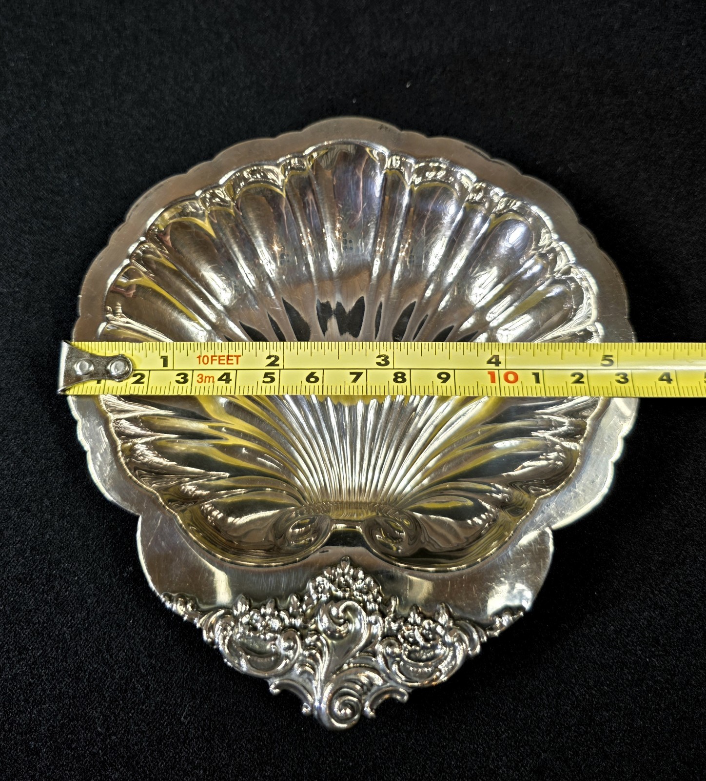 Vintage Baroque By Wallace Silver Plate Shell Relish Nut Dish Mid-Century