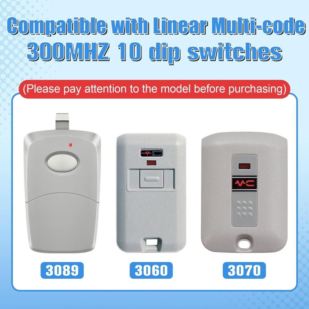 4 Pack Garage Door Opener Remotes Compatible with Linear Multi Code 3089, 306...