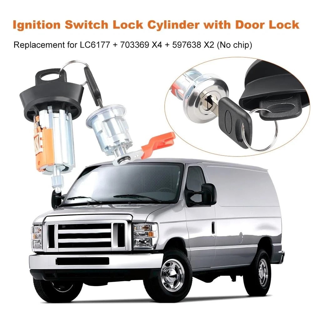 Door Lock Cylinder Ignition Switch with Keys Compatible with Ford Econoline E...