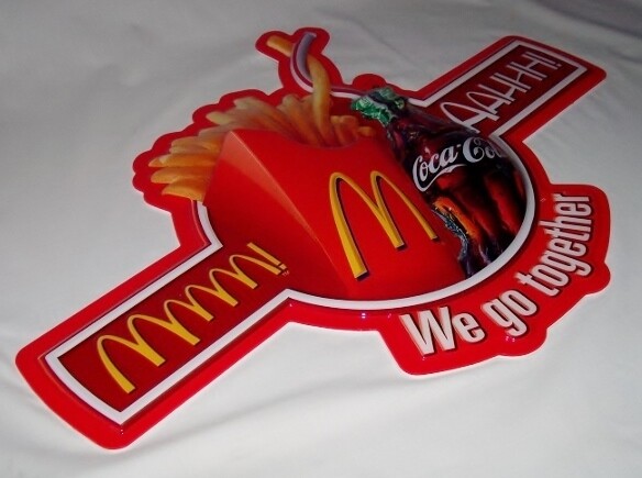 COCA COLA COKE & FRIES SIGN -  MCDONALDS -3/DIMENSIONAL - 24" - NEW IN BOX