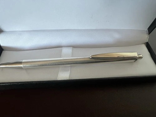 Red Ballpoint Pen Solid 925 Silver Satin Glossy Profiles Click Button 21