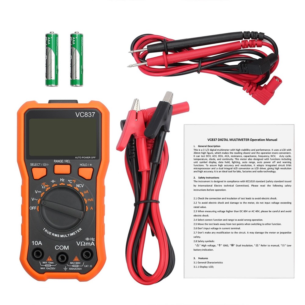 Proster Autoranging Multimeter 6000 6000 Counts, 6000 Counts NCV Capacitance
