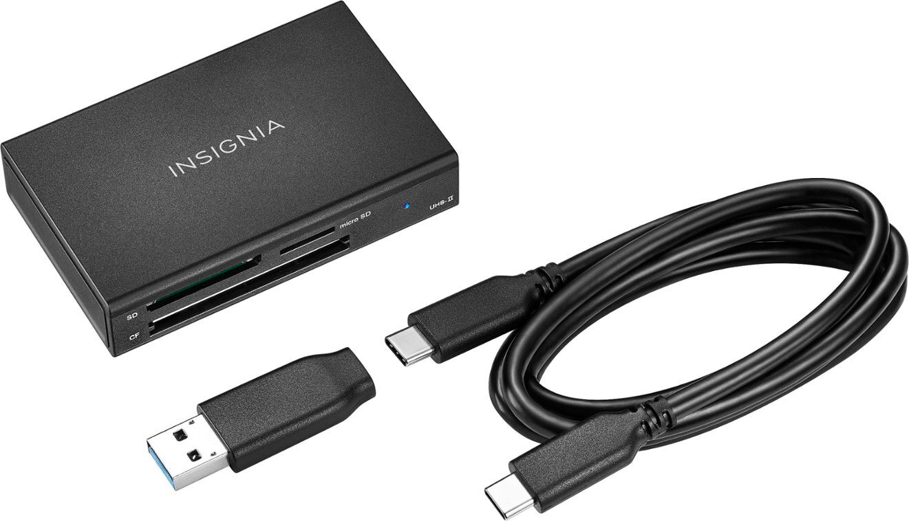Insignia USB C to SD microSD CompactFlash Memory Card Reader ios android windows