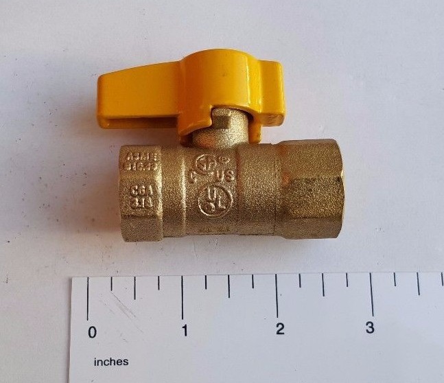 10) 1/2" IPS BRASS GAS BALL VALVE, CSA APPROVED 1/4 TURN - PROPANE, NATURAL GAS