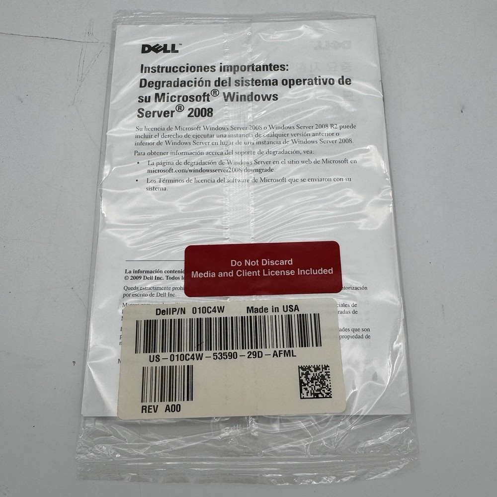 Dell Microsoft Windows Server 2008 R2 Std SP1 Install DVD 8H7N3 - SEALED
