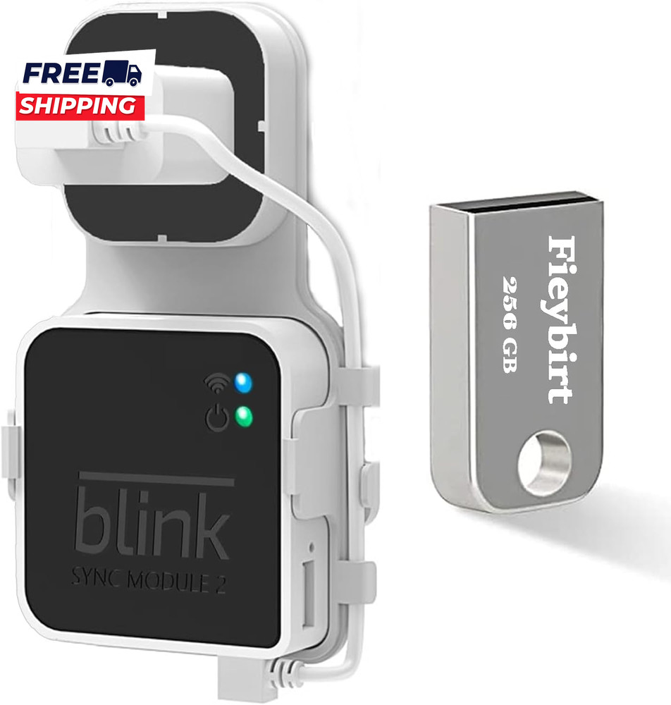256GB USB Flash Drive & Outlet Mount for Blink Sync Module 2 Space Saving and Ea