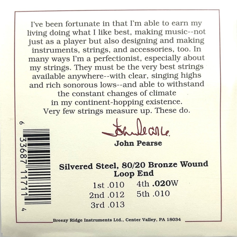 John Pearse 3 Sets Banjo Strings 5 Strings 80/20 Bronze Lt/ Med Gauge Extra Long