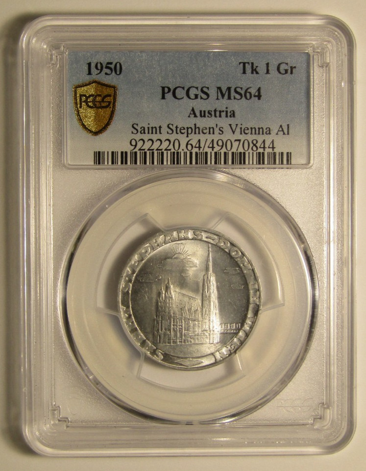 1950 Austria 1 Stephangroschen (W/O State Shield) PCGS MS64