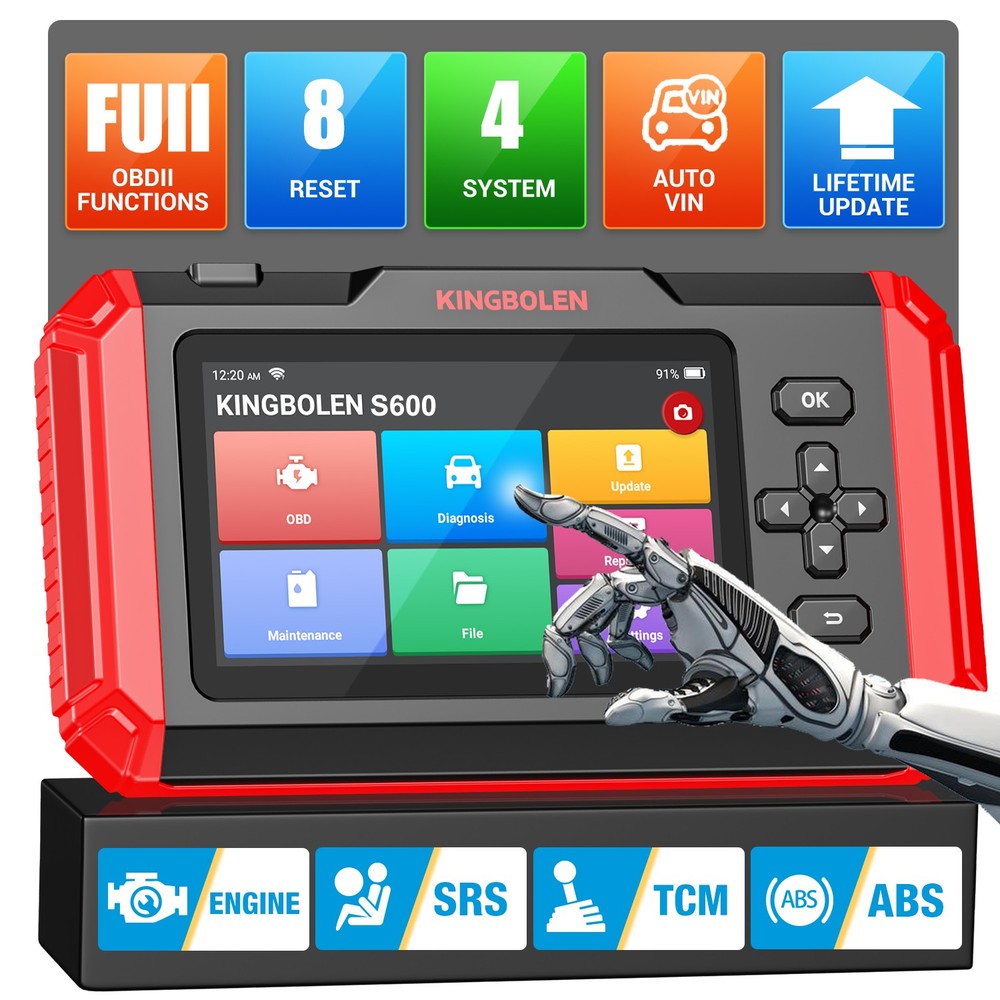 2026 Kingbolen S600 Car OBD2 Scanner Code Reader Diagnostic Tool Engine ABS AT
