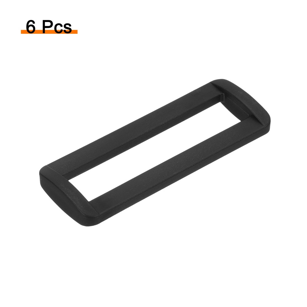 6 x 2 Inch Plastic Rectangle Rings Webbing Belts Buckle Slide Loop Black