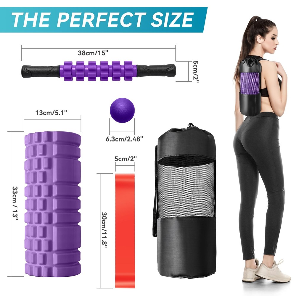 Krightlink 5 in1 Foam Roller Set, High Density Deep Tissue Massager for Muscl...