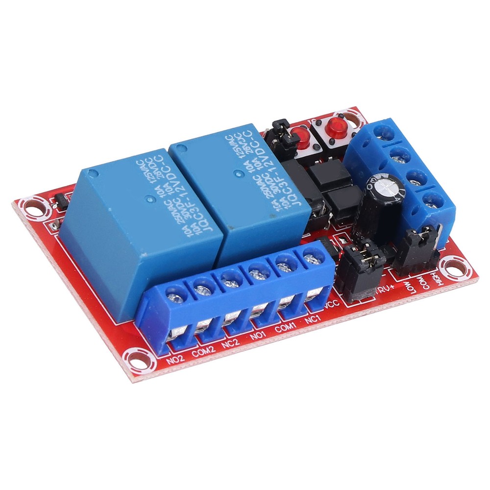 Relay Module 2 Channel Button Self-Locking Interlock High Low Level Trigger