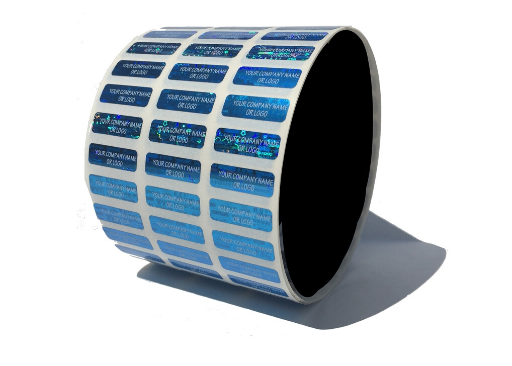 Custom Print Tamper Evident Holographic Blue Security Label Seal Sticker 1x.375"