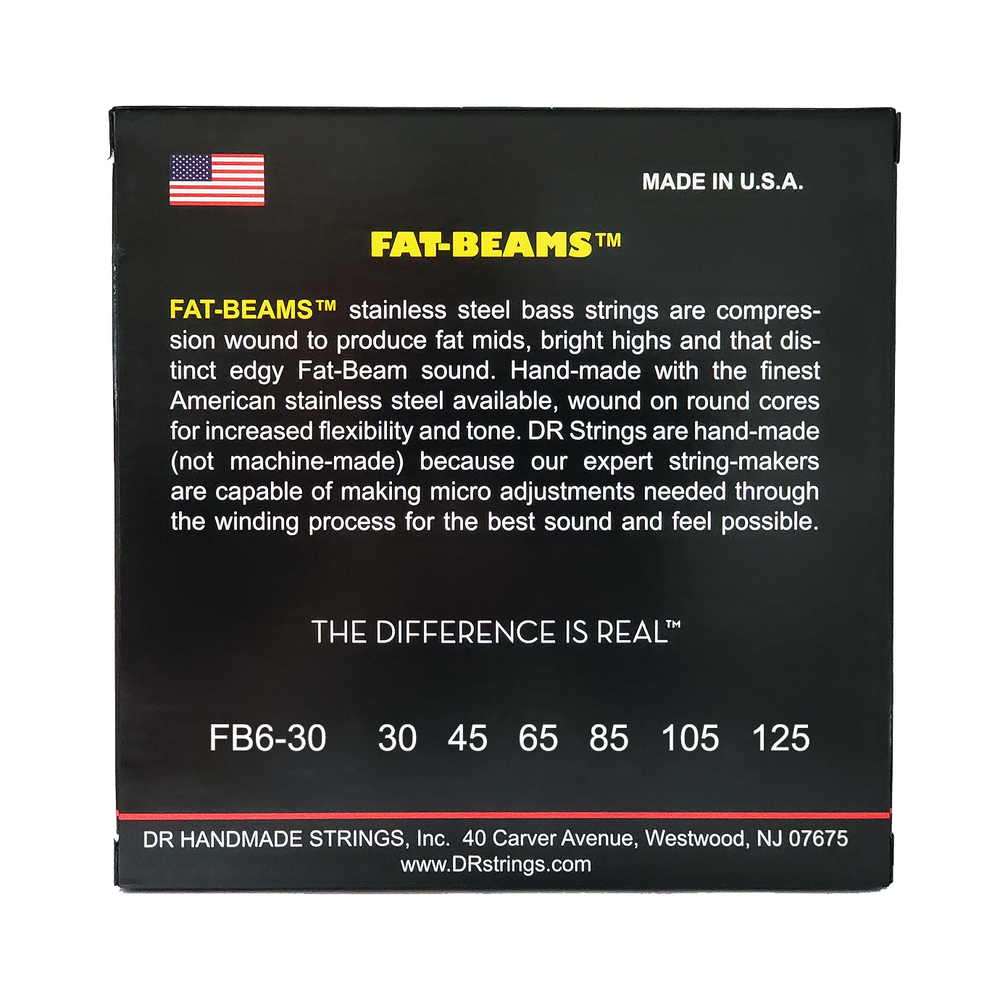 DR Strings FAT-BEAM - Steel Bass Strings: 6-String Medium 30-125 [FB6-30]