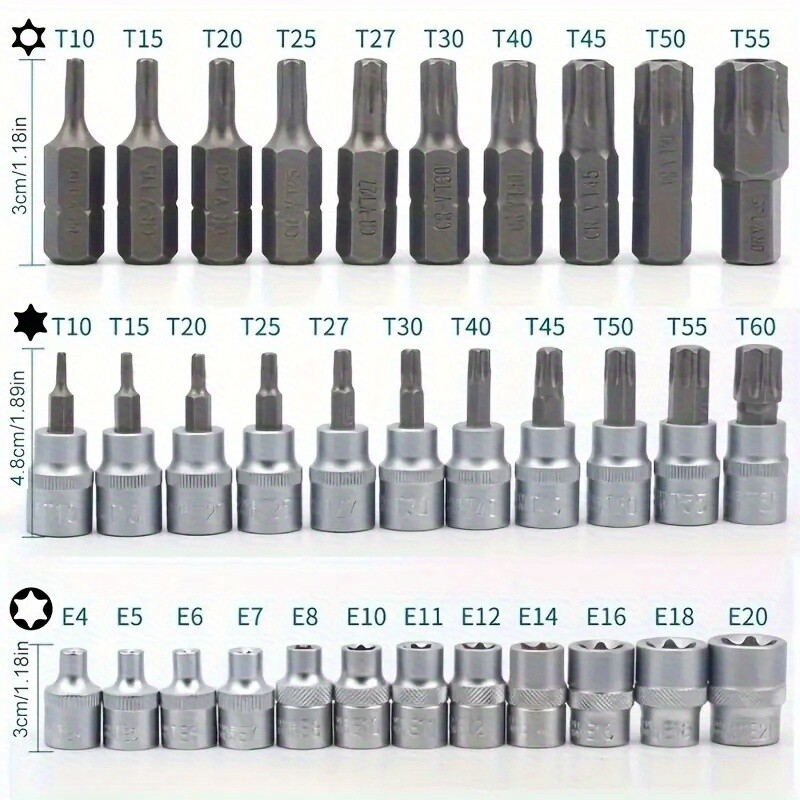 34-Piece Plum Star Bit Socket Tool with 3/8 Ratchet