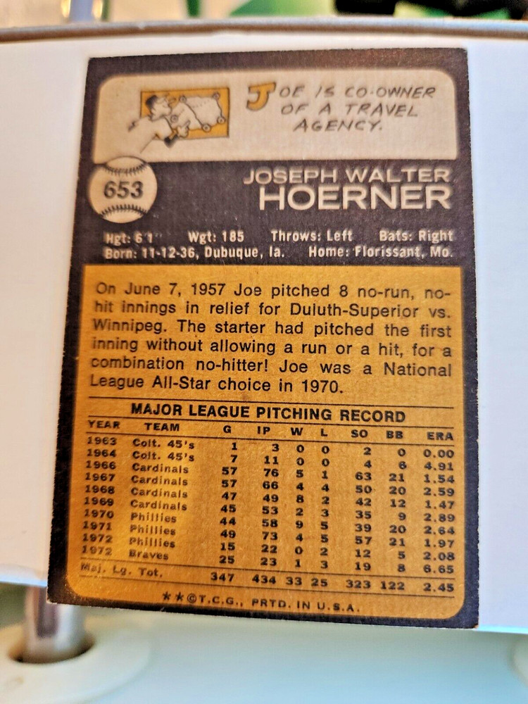 1973 #653 Joe Hoerner