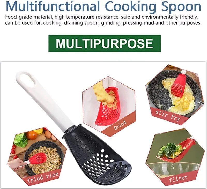 Multi-functional Grinding and Crushing Sieve and Drainage Spoon