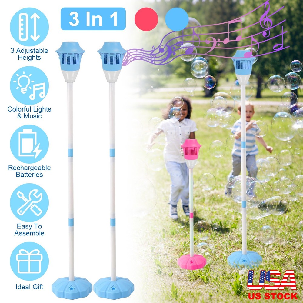 2-Pack 3-in-1 Bubble Machine with Lights & Music - Rechargeable Bubble Blower