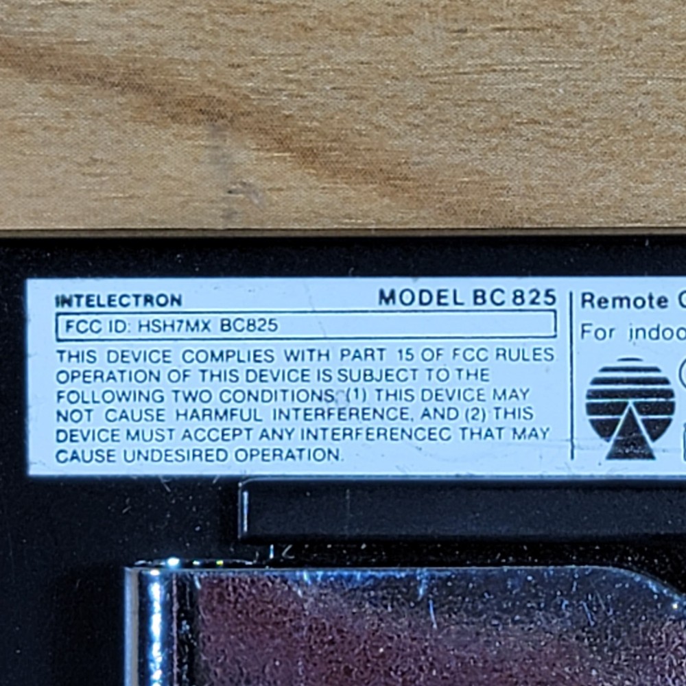 Intelectron Remote Control Model BC 825 (compatible with remote receiver BC 826)