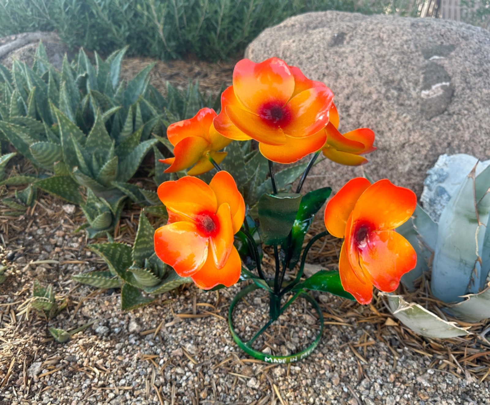 Handcrafted Rustic MINI Metal Flower Bouquet Vibrant Yard Art Flowers