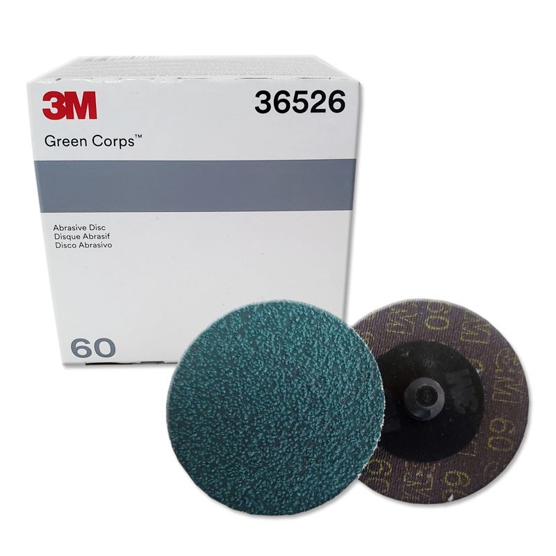 3M 36526 Green Corps Roloc TR Disc 2" 60 Grit Grinding Sanding 25Pk