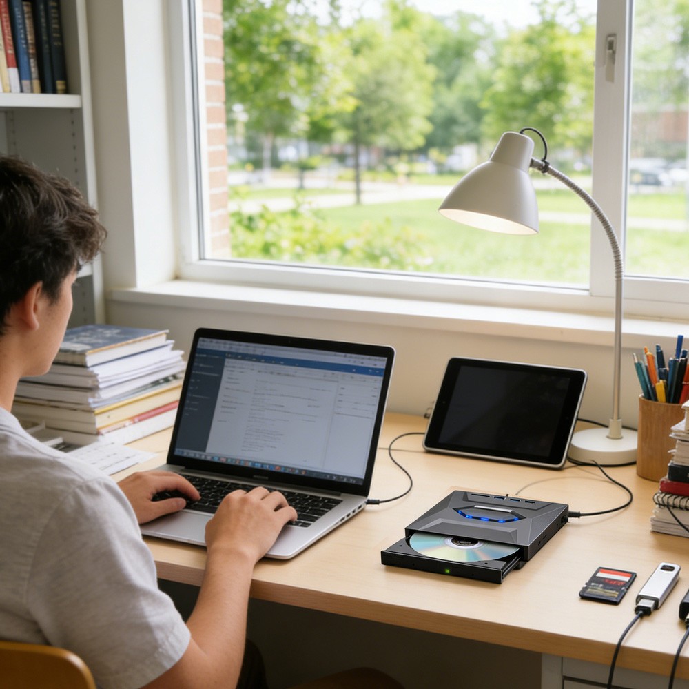 7 in 1 External CD DVD Drive USB 3.0 Writer Burner Player for PC Laptop Windows