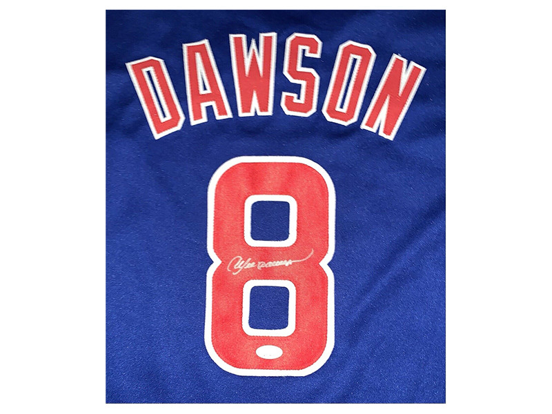 Andre Dawson Autographed Throwback Chicago Blue Baseball Jersey JSA