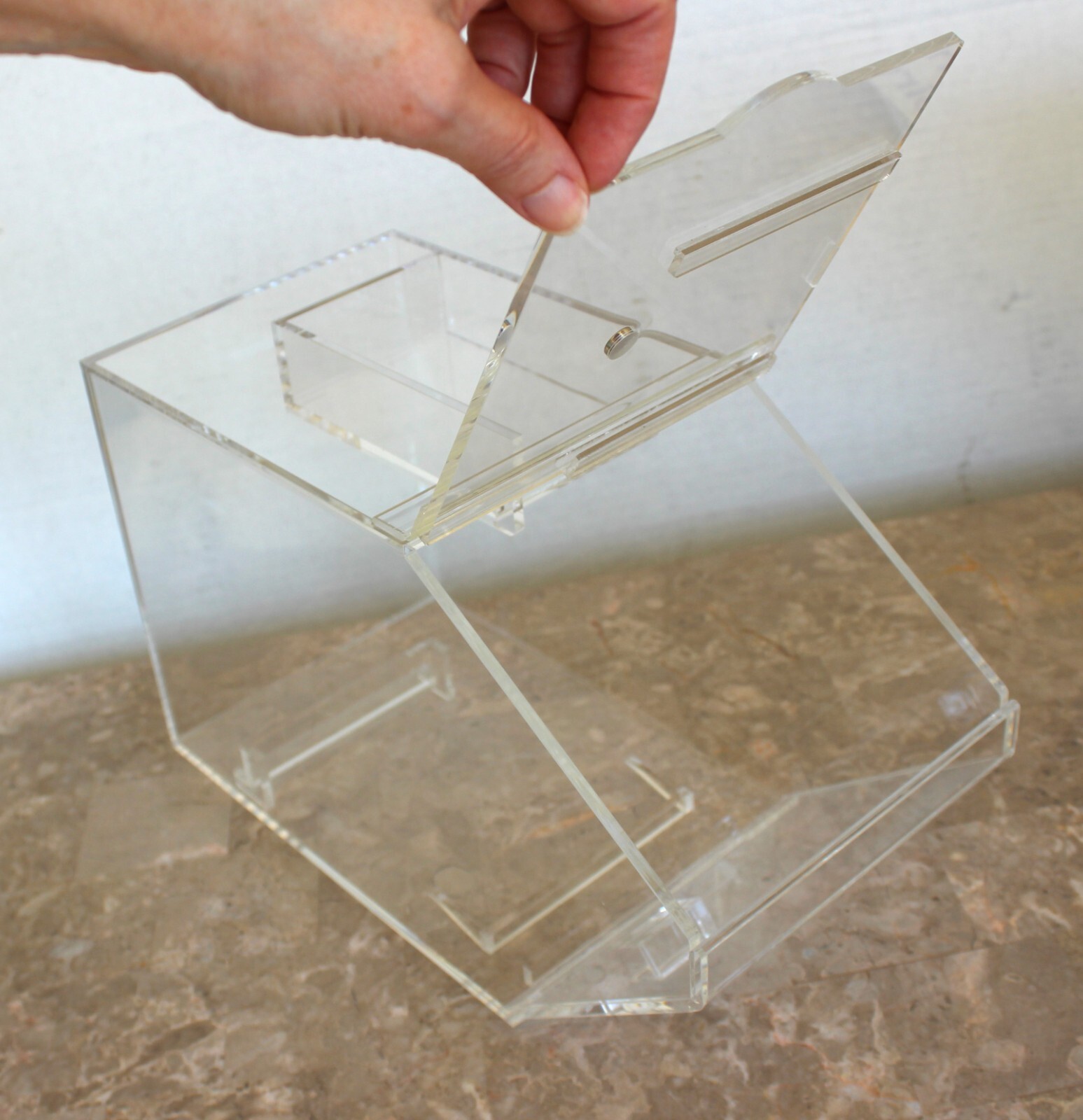 Acrylic Storage Bin Container w/Hinged Lid for use with candy gondola